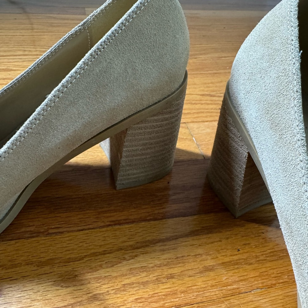 JOIE Wevenly Tan Suede Leather Chunky Block Heels 9 - Picture 7 of 9